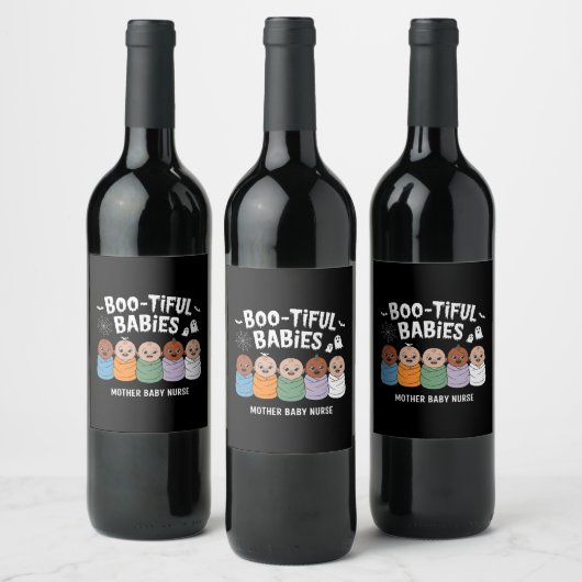 Bootiful Baby's Moeder Baby Verpleegster Halloween Wijn Etiket (Flessen)