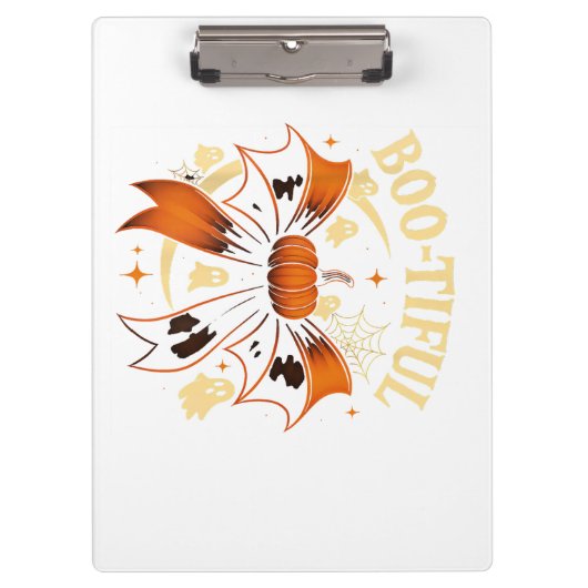 Bootiful Funny Halloween Coquette Bow Pumpkin Klembord (Voorkant)