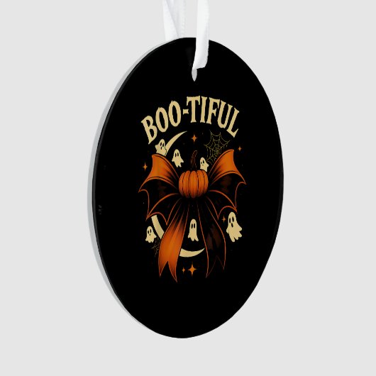 Bootiful Funny Halloween Coquette Bow Pumpkin Ornament (voorkant)