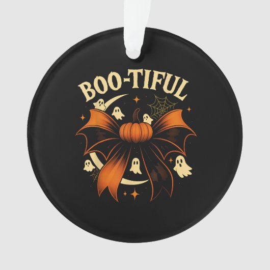 Bootiful Funny Halloween Coquette Bow Pumpkin Ornament (voorkant)