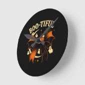 Bootiful Funny Halloween Coquette Bow Pumpkin Ronde Klok (Hoek)