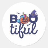 Bootiful Halloween Grappige Eenhoorn Pompoen lanta Ronde Sticker (Voorkant)