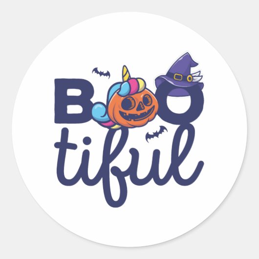 Bootiful Halloween Grappige Eenhoorn Pompoen lanta Ronde Sticker (Voorkant)