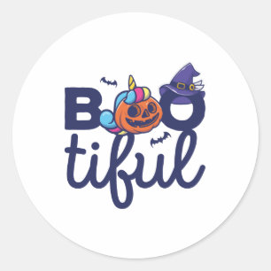 Bootiful Halloween Grappige Eenhoorn Pompoen lanta Ronde Sticker