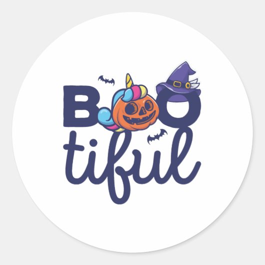 Bootiful Halloween Grappige Eenhoorn Pompoen lanta Ronde Sticker (Voorkant)