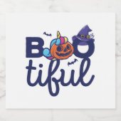 Bootiful Halloween Grappige Eenhoorn Pompoen lanta Sparkling Wijnetiket (Enkel label)
