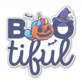 Bootiful Halloween Grappige Eenhoorn Pompoen lanta Sticker (Voorkant)