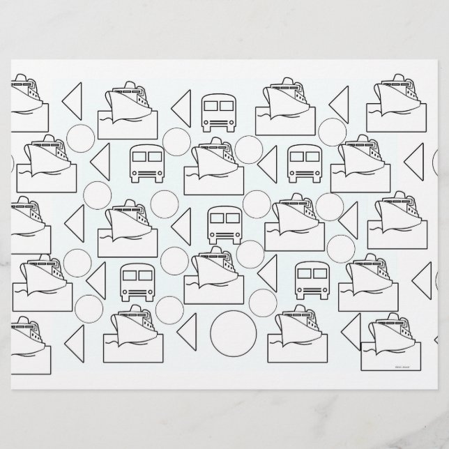 Bootjes en bussen Kleurplaat Placemat (Voorkant)
