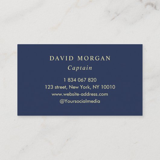 Bootkapitein Anchor Logo Navy and Gold Visitekaartje (Achterkant)