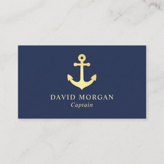 Bootkapitein Anchor Logo Navy and Gold Visitekaartje (Voorkant)