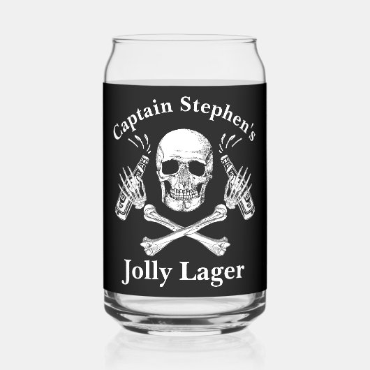 Bootkapitein Jolly Lager Custom Bier Piraat Thema Blikvorm Glas (Voorkant)