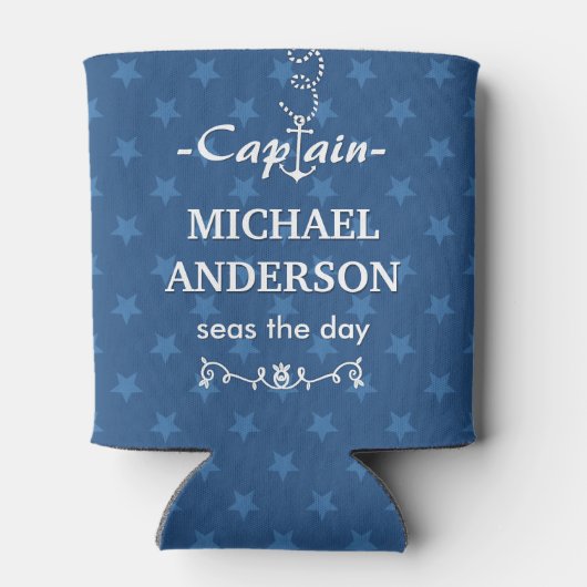 Bootkapitein nautische anker aangepaste naam | Bla Blikjeskoeler (Achterkant)