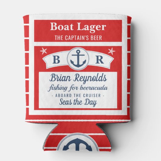 Bootkapitein Schip Anker Boot Lager Bier | Aangepa Blikjeskoeler (Achterkant)