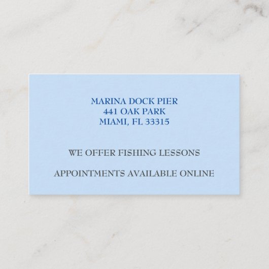 bootkapitein Vist charter Visitekaartje (Achterkant)