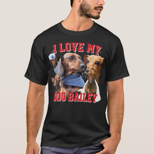 Bootleg I Love My Dog Custom Naam & Foto Mannen T-shirt (Voorkant)