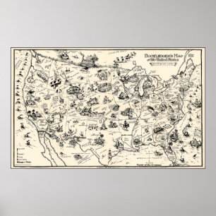 BOOTLEGGERS VAN HET VERBOD MAP VAN DE U. S. 1926 POSTER