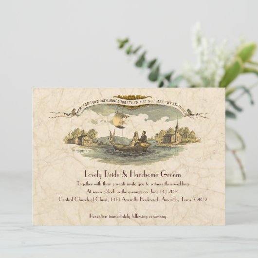bootliefhebbers bruiloft uitnodiging (Staand voorkant)