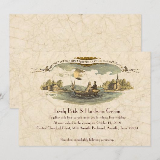 bootliefhebbers huwelijksuitnodiging --korting kaart (Voorkant / Achterkant)