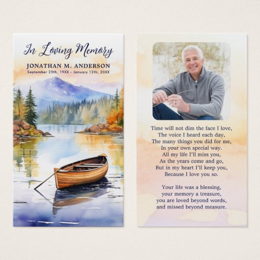 Bootmeer Herdenkingsfoto rouwkaart met gebed Visitekaartje (Voorkant /achterkant)