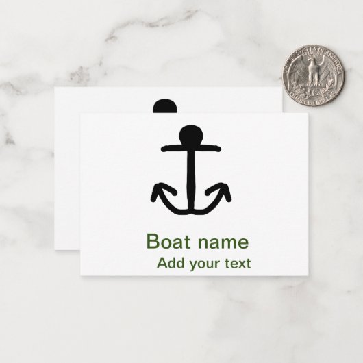 Bootnaam aangepaste anker zeilen zomer tekst toevo notitiekaartje (Voorkant / Achterkant in situ)