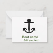 Bootnaam aangepaste anker zeilen zomer tekst toevo notitiekaartje (Achterkant)
