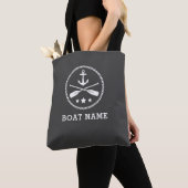 Bootnaam Anker Crossed Oars Rope Stars Grijs Tote Bag (Dichtbij)