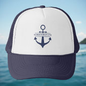 Bootnaam Anker Marine Blauw Wit Gepersonaliseerd Trucker Pet
