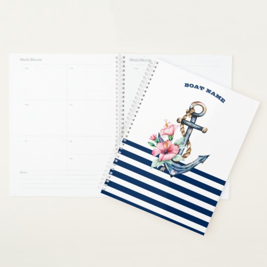 Bootnaam, Bloemanker Navy Blauwe Strepen   Planner (Display)