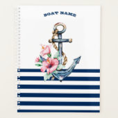 Bootnaam, Bloemanker Navy Blauwe Strepen   Planner (Voorkant)