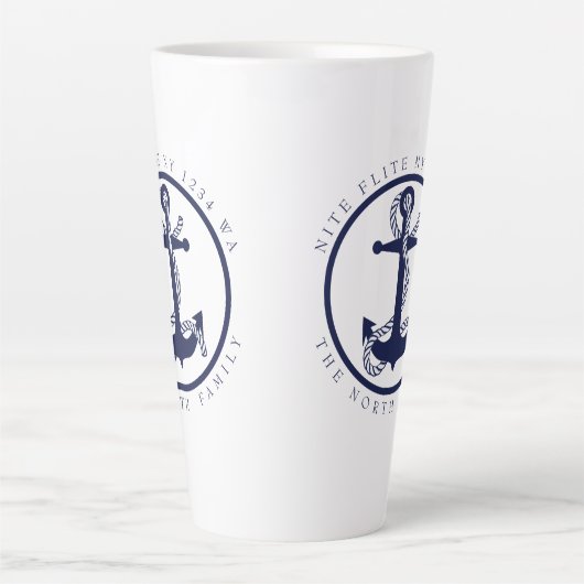 Bootnaam en Anker Navy/Mint ID619 Latte Mok (Voorkant)