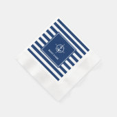 Bootnaam Kompas Anker Blue Stripes Cocktail Servet (Hoek)
