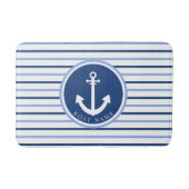 Bootnaam Marine Blauw Anker Moderne Kust Badmat (Voorkant)