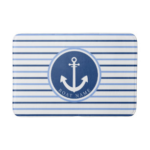Bootnaam Marine Blauw Anker Moderne Kust Badmat