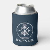 Bootnaam Marine Blauw Nautical Blikjeskoeler (Blikje Voorkant)