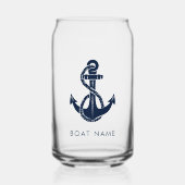 Bootnaam Marine Blauw Nautisch Anker Custom Blikvorm Glas (Voorkant)
