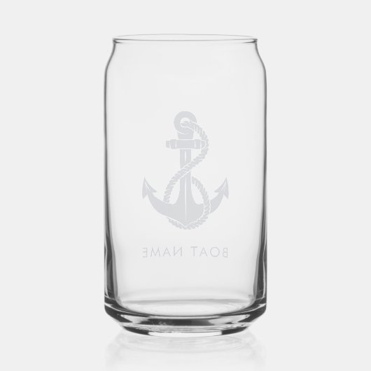 Bootnaam Marine Blauw Nautisch Anker Custom Blikvorm Glas (Achterkant)