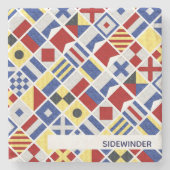 Bootnaam Maritiem Signaal Vlag Nautische Vlaggen Stenen Onderzetter (Voorkant)