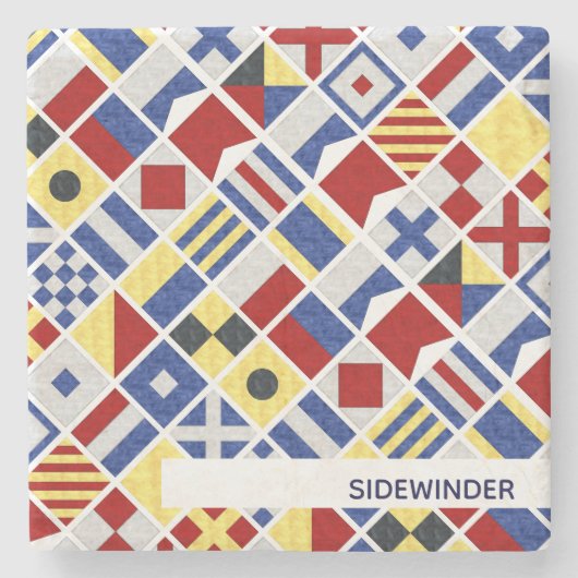 Bootnaam Maritiem Signaal Vlag Nautische Vlaggen Stenen Onderzetter (Voorkant)