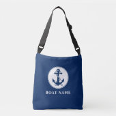 Bootnaam Nautical Anker Touw Navy Blue Crossbody Tas (Voorkant)