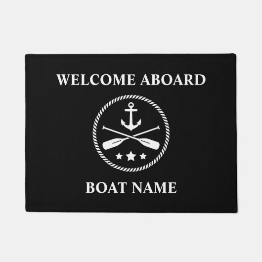 Bootnaam nautisch anker met riemen Welkom aan boor Deurmat (Voorkant)