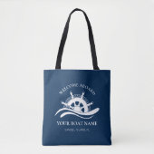 Bootnaam Nautisch Schip Wiel Tote Bag (Voorkant)