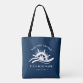 Bootnaam Nautisch Schip Wiel Tote Bag (Achterkant)