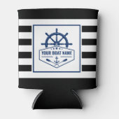 Bootnaam nautische anker riemen helm gestreepte blikjeskoeler (Voorkant)
