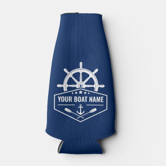 Bootnaam nautische anker riemen & schepen wiel mar flesjeskoeler (Voorkant)