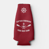 Bootnaam nautische anker riemen & schepen wiel roo flesjeskoeler (Voorkant)