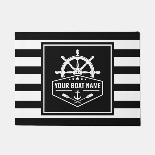 Bootnaam nautische anker riemen & schepen wiel ste deurmat (Voorkant)