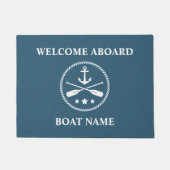 Bootnaam nautische anker & riemen Welkom aan boord Deurmat (Voorkant)