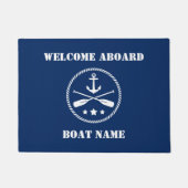 Bootnaam nautische anker & riemen Welkom aan boord Deurmat (Voorkant)