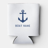 Bootnaam Nautische Anker Wit Blauw Blikjeskoeler (Voorkant)