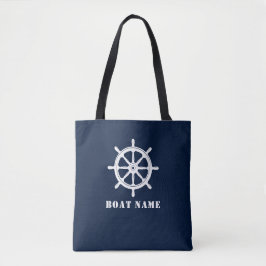 Bootnaam nautische schepen Helm Deep Navy Blue Tote Bag